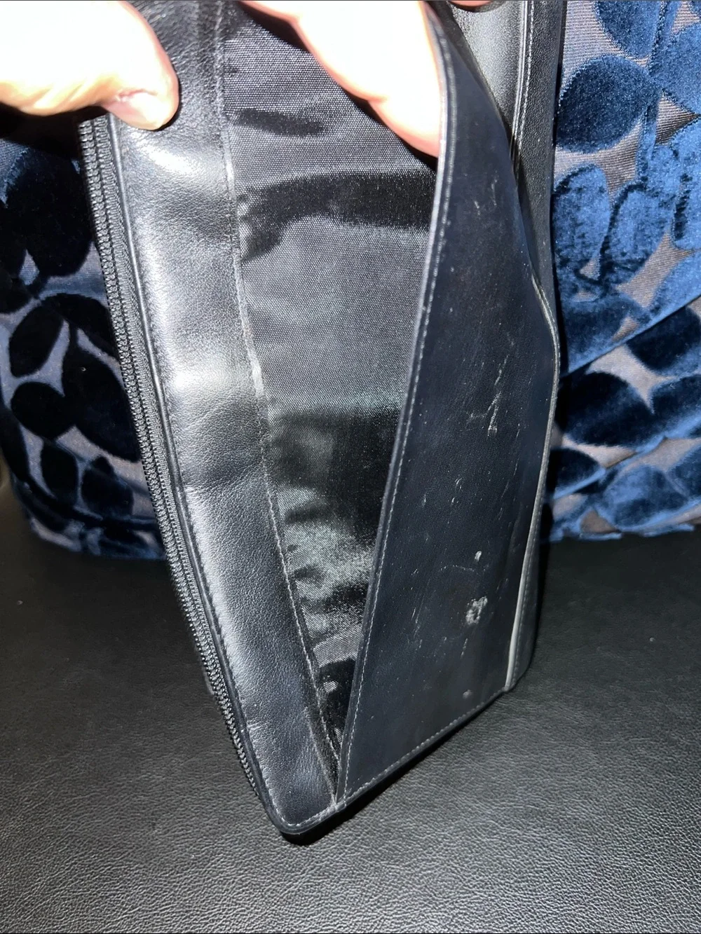 Men's Black Zip-Around Leather Organizer Wallet